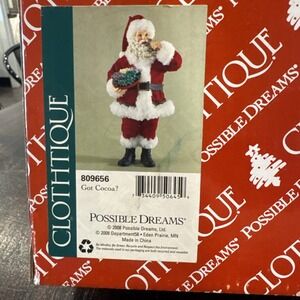 Possible Dreams Got Cocoa Santa Claus Cookies 2008 10" Box Clothtique 809656 HTF